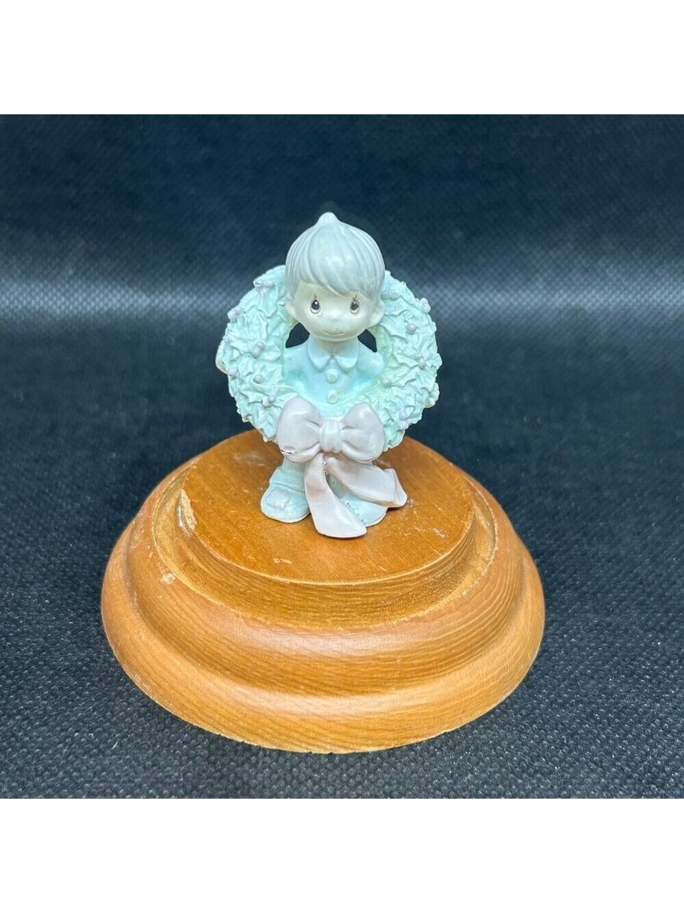Precious Moments  “Surrounded with Joy” Pewter mini figurine w/wooden base